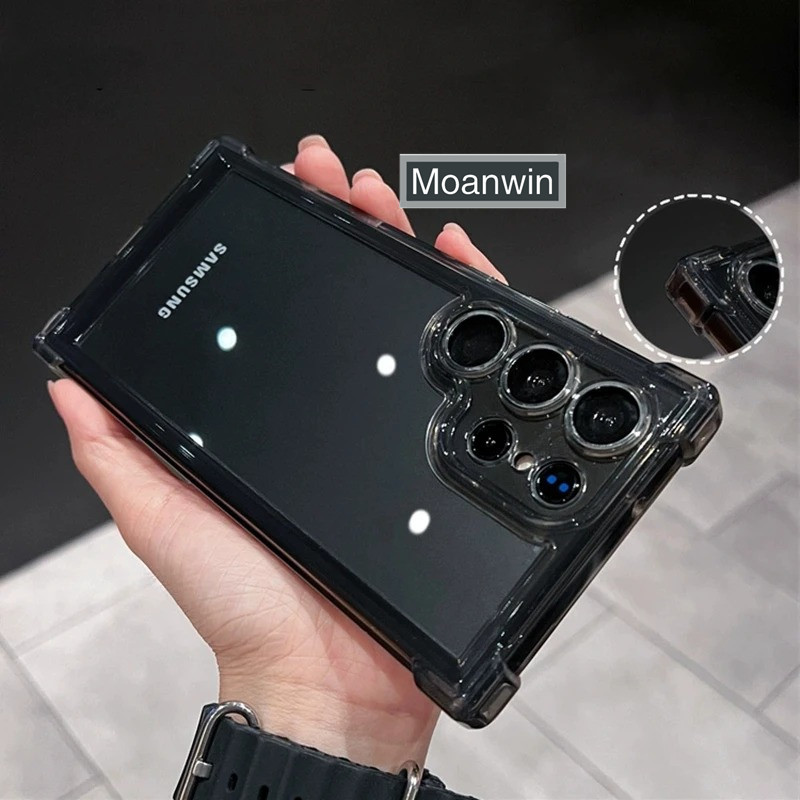 Capa De Luxo Transparente À Prova De Choque Para Samsung Galaxy S24 S23 S22 FE Plus S24 Ultra A34 A54 A15 A25 A35 A55 A53 5G Acrílico Duro