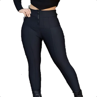 Calça Legging Zíper Bolso Alta Qualidade Zero Transparência