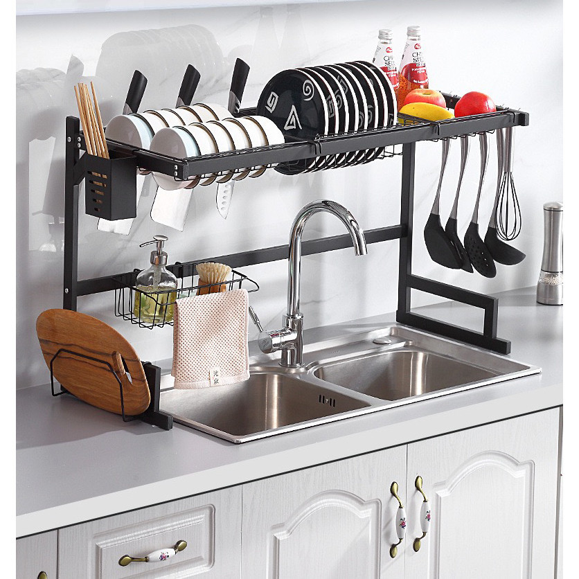 Escorredor De Louças Organizador Aço Inoxidável Com Porta Copos e Porta Talher Para Pia