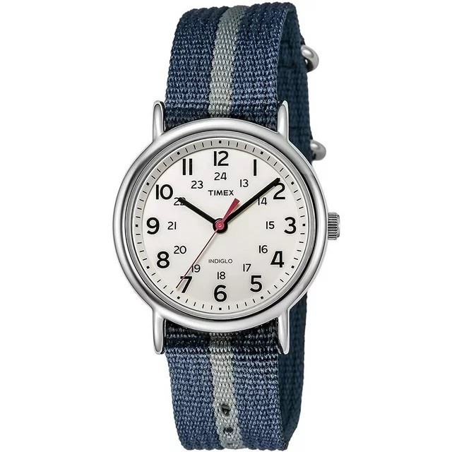 Relógio analógico de quartzo masculino Timex T2N654 de nylon branco