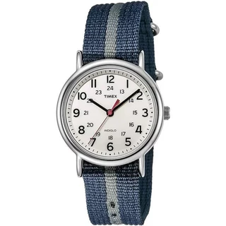 Relógio analógico de quartzo masculino Timex T2N654 de nylon branco