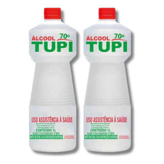 Kit 2 Álcool 70% Líquido 1 L Bacteria Limpeza Profissional Geral Desinfetante Tupi Limpa em Geral Casa