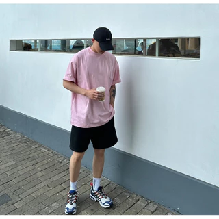 Multi-cor opcional 200g pesado puro algodão estilo Hong Kong meia manga camiseta masculina solta ombro caído cor sólida 