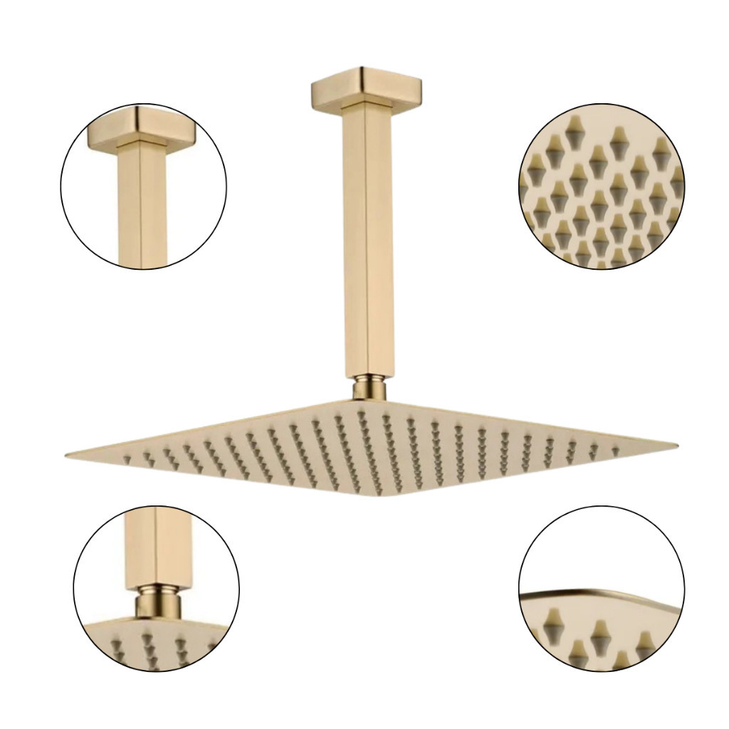 Chuveiro Para Banheiro Ducha Teto Parede Quadrada 20x20 Dourado Ultra ...