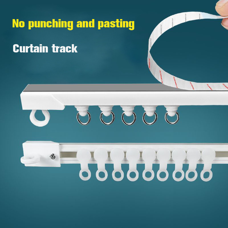 Punch Free Curtain Pasta De Trilho De Cortina Auto-Adesiva De Porta Montada Na Parte Superior Decoração De Casa