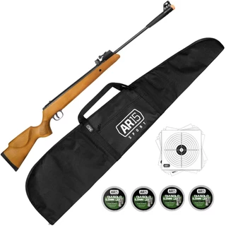Kit Espingarda de Madeira 5.5 Tag Montana Mag Capa Chumbinho