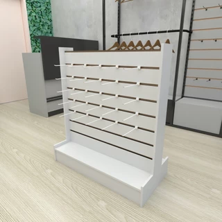 Expositor central branco 90 cm loja de roupas Gondola de centro para ganchos branco 90 cm