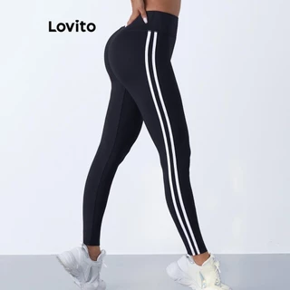 Lovito Mulheres esportivas lisas com levantamento de bunda Calças esportivas LNL52078
