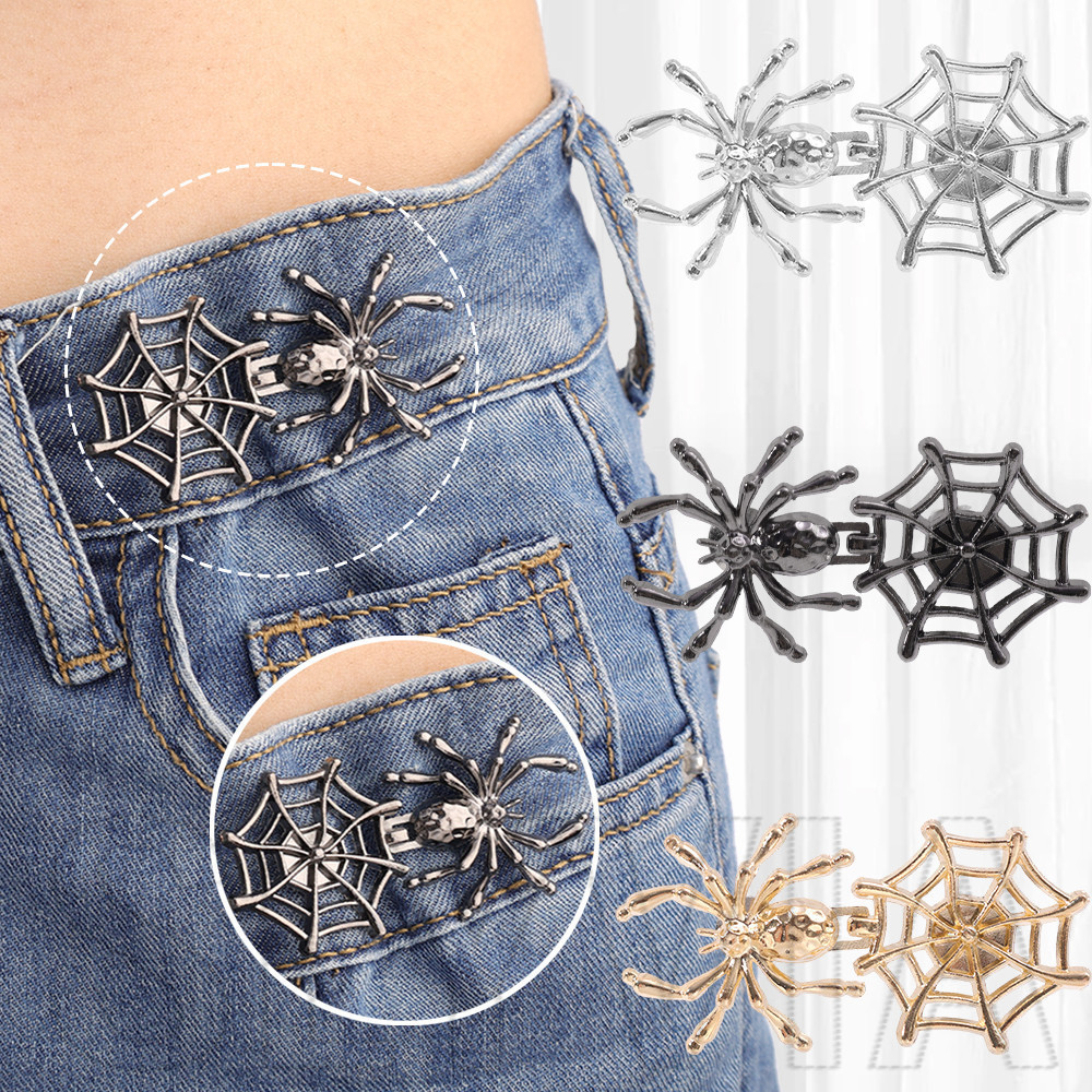 Fivela De Cintura De Aranha-Sem Costura , Destacável , Reutilizável-Para Calças , Saias-Botão De Pressão De Metal-Acessórios De Roupa-Apertos-Moda , Ajustável , Punk
