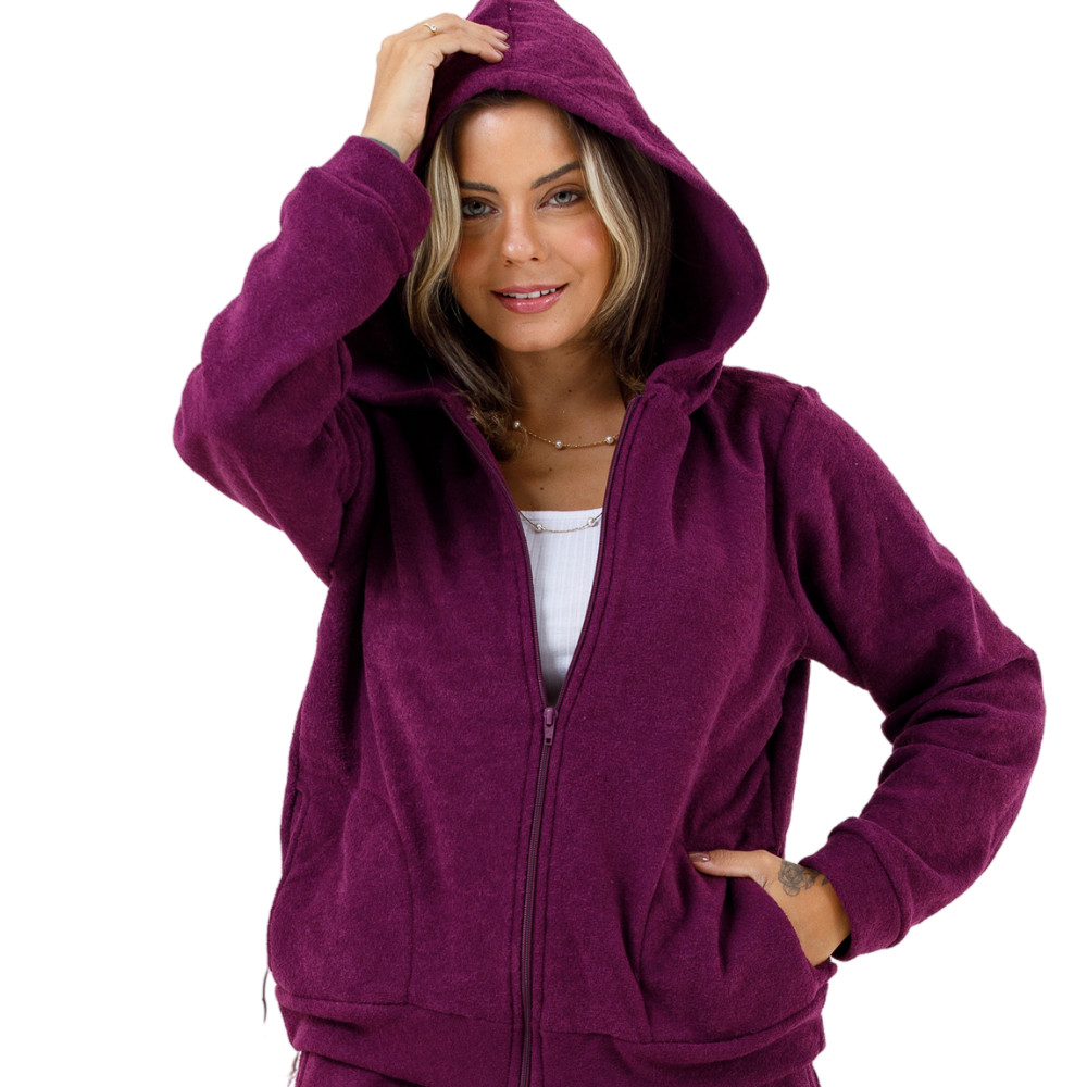 Zíper Blusa De Frio Peluciada Blusa De Frio Soft Casaco Bolso