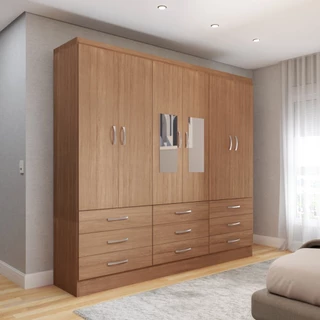 Guarda-Roupa Casal Madri 6 Portas 9 Gavetas com Espelho