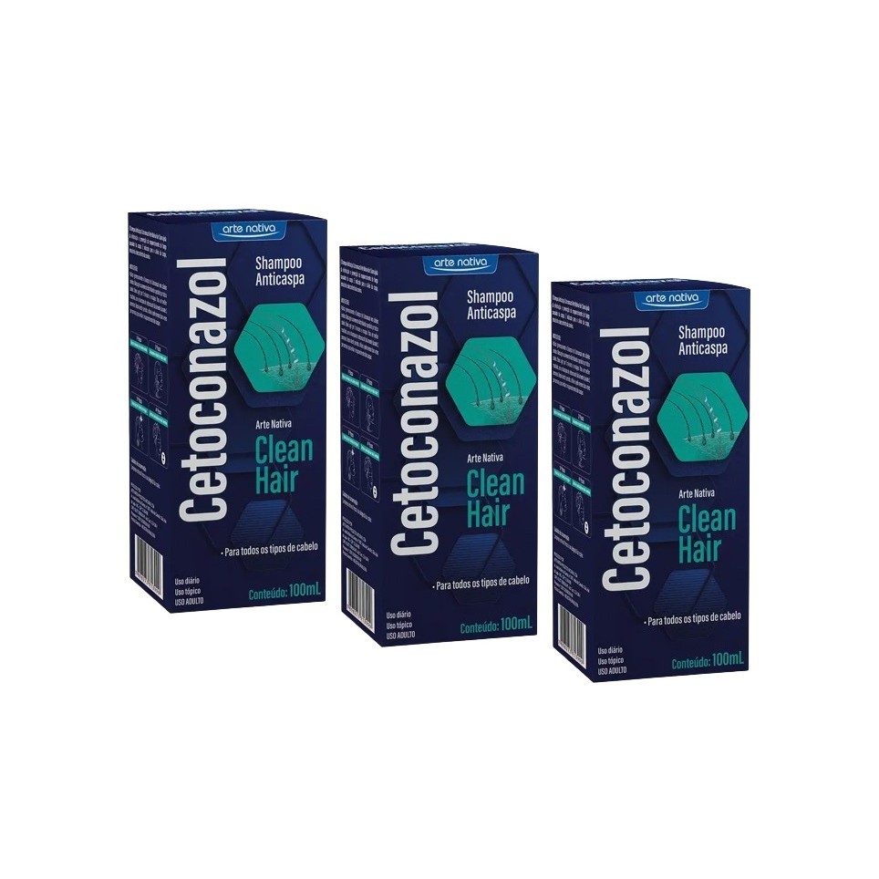 Kit 3 Shampoo Cetoconazol Anticaspa 100ml - Arte Nativa