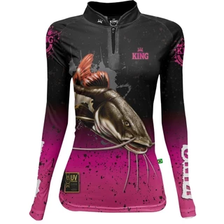 Camisa Camiseta de Pesca Feminina Pirarara Rosa c/ Proteção Solar UV50+ King Modelo Novo