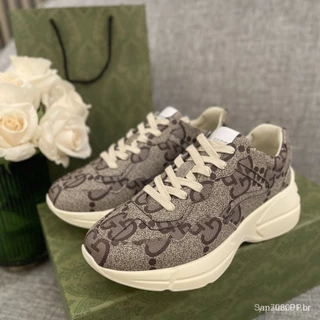 GUCCI Rhyton Sports Series Retro Calf Old Shoes Upper Lamb Couples Esportes De Cordeiro De Ponta Redonda Baixa Casual DNIC FSIQ