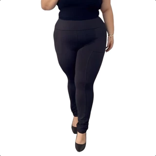 Calça Legging Montaria Plus Size Preta Com Bolso tecido flanelado e alto qualidade e excelente costura / Legging Plus Size zero transparencia