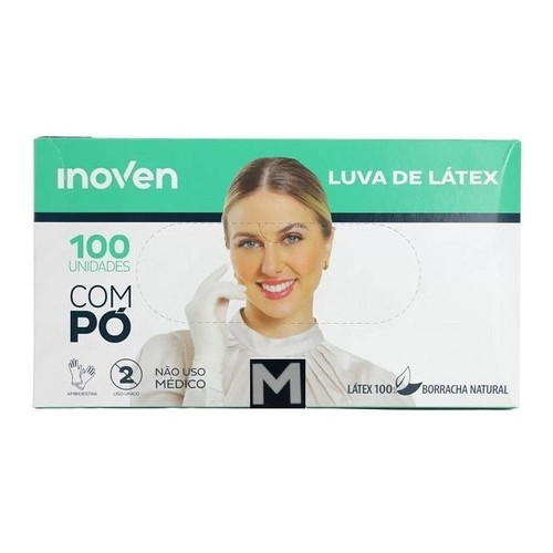 Luva Látex Descartável Com Pó M c/100 unid Inoven | Shopee Brasil