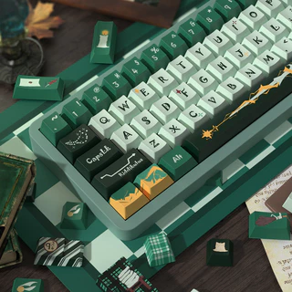 Slytherin Keycaps Perfil Cereja Original PBT 138/158 Keycap Teclado Sublimação Cinco Lados Mecânico Harry Potter Cool Creative Magical Style Set