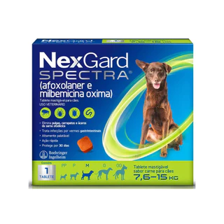 Nexgard Spectra Cães 7,6 a 15kg 1 Comprimido Antipulga Verme