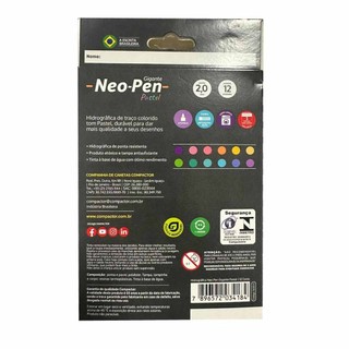 Caneta Hidrocor Neopen 12 Cores Pastel Canetinha Escolar Hidrografica ...