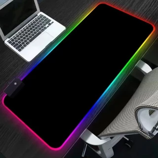 Mousepad Para Jogo Gamer Extra Grande 80 x 30 cm com LED RGB Speed Edition Preto Liso Sem Estampa