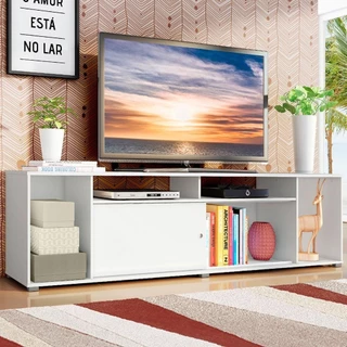 Rack para TV até 65 Polegadas Madesa Cancun - Branco em Oferta na Shopee