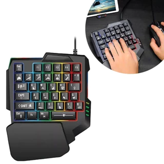 Teclado Gamer Jogos Single Rgb Usb Uma Mão-Semi Mecânico-Preto