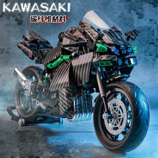 Compatível com Lego Motocicleta Kawasaki h2 meninos montando locomotiva off-road modelo de bicicleta presente de brinquedo