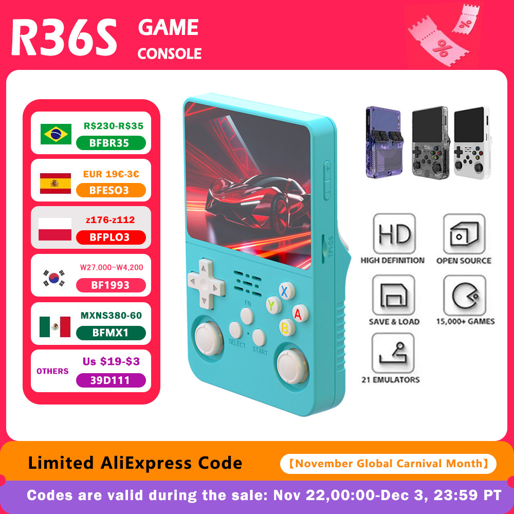 R36S Retro Handheld Console De Videogame Sistema Linux Tela IPS De 3.5 ...