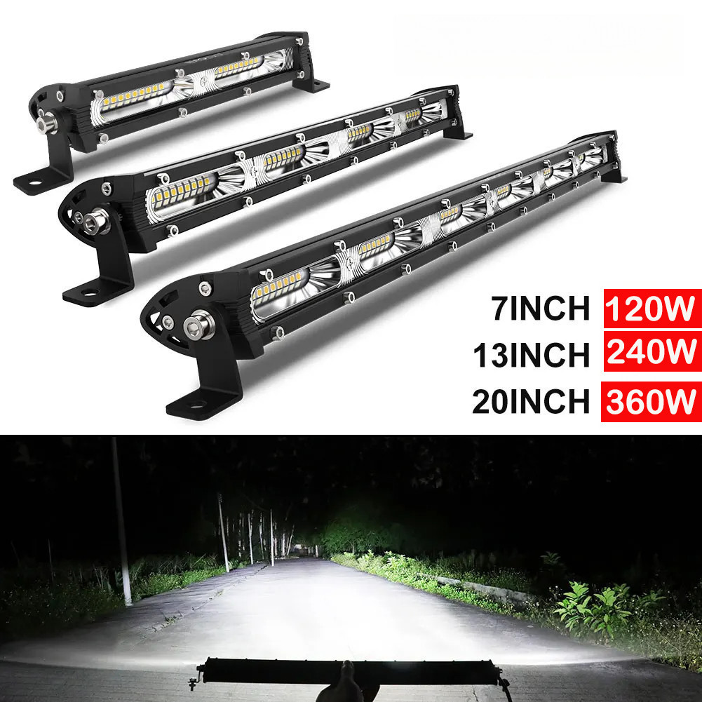 7 polegada 13 polegada 20 polegada 360w Ultra Slim Barra Led barra de luz 12V 24V Flood Led Bar Lâmpada 4x4 Nevoeiro Iluminação Para Carro Caminhão ATV Jeep Off road Light Bar