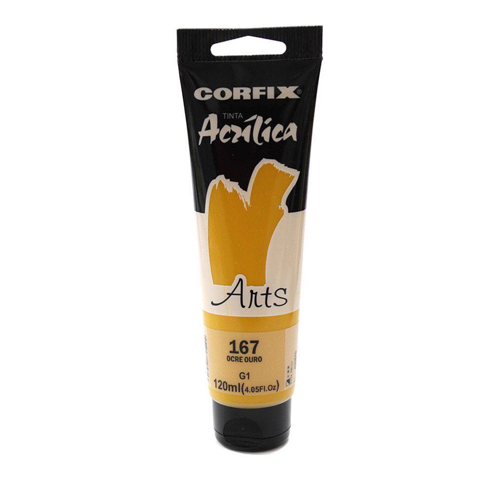 Tinta Acrílica Corfix Arts 120ml G1 - 167 Ocre Ouro | Shopee Brasil