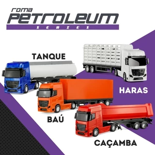 Kit 4 Caminhão Miniatura Petroleum Series Brinquedo Colecionável - Roma Brinquedo