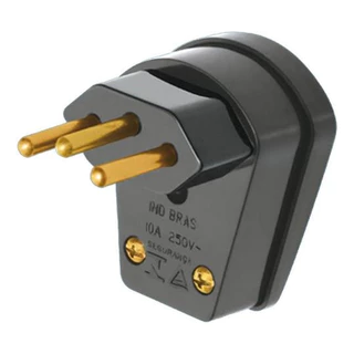 Plug Macho 10A 90° Com Prensa Cabo 2P+T Preto 1489 - Fame