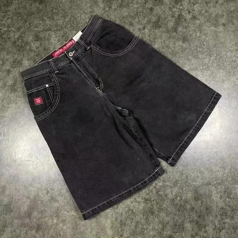 Y2K JNCO Bordados Padrões Hip Hop Loose Shorts Homens Mulheres