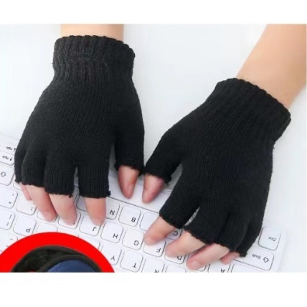 Um par de luvas sem dedos de lã antiderrapante para o inverno frio(bzst)