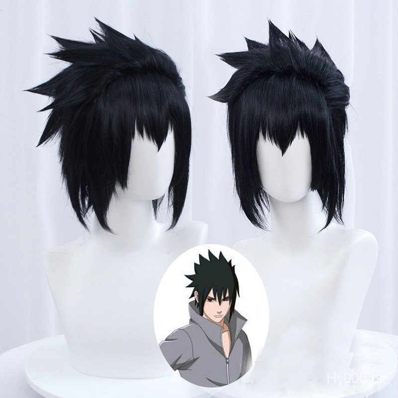 Sasuke Uchiha Cosplay Men Peruca Curta Preto Sintético Resistente Ao Calor Anime Tampa Livre SOG8
