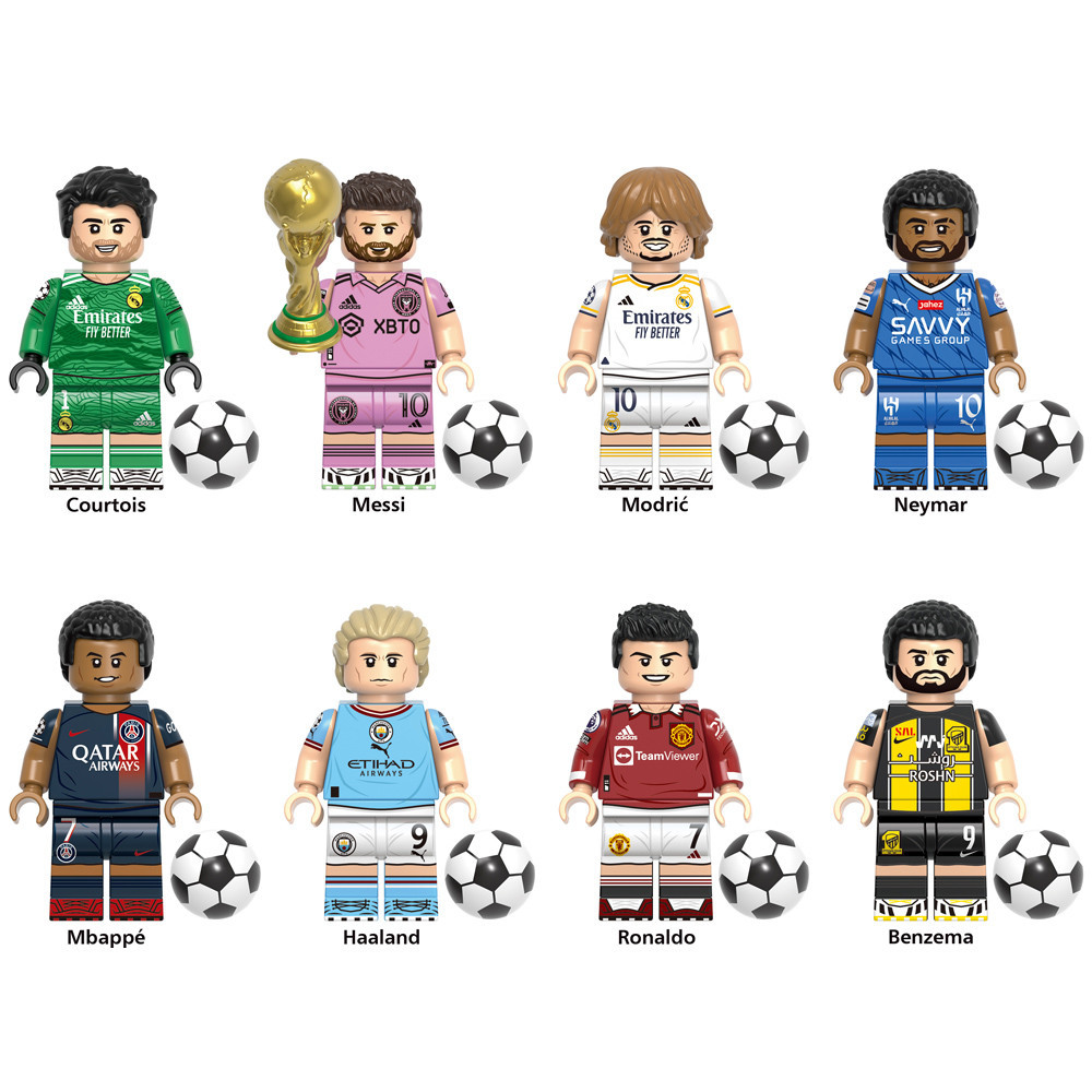 G0163 Benzema Neymar Haaland Mbappe Ronaldo Messi Mundo De Futebol Player Figura De Brinquedo