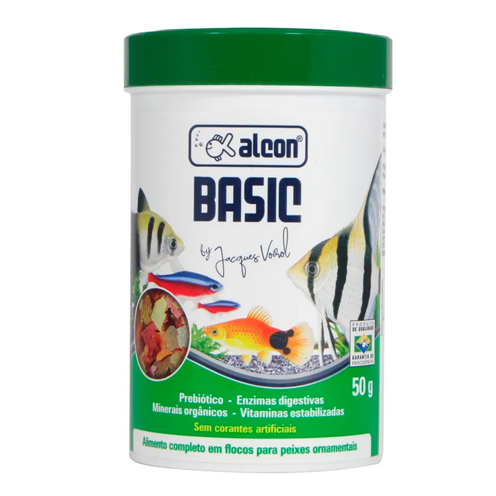 Ração Alcon Basic Flakes 50g Alimento Completo p/ Peixes | Shopee Brasil