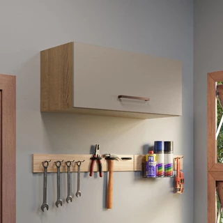 Armário Aéreo Multiuso 80cm 1 Porta Basculante Rustic/Crema Agata Madesa em Oferta na Shopee