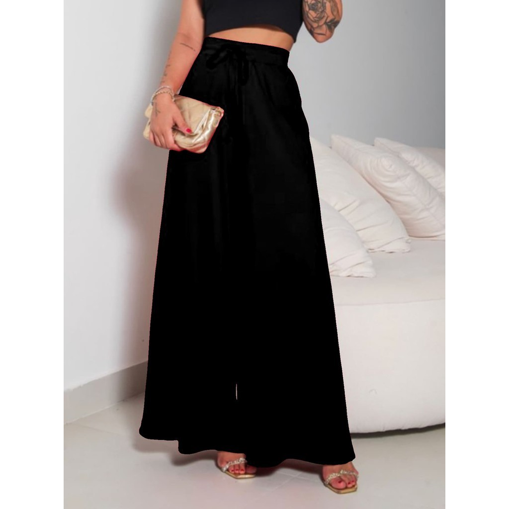 Calça pantalona feminina de duna cintura alta pra verao