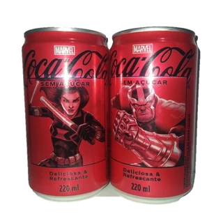 Kit 2 Coca Cola Marvel Viúva Negra e Thanos 2 Lata 220 ml Coca-Cola Sem Açúcar Lacradas Nova Coleção