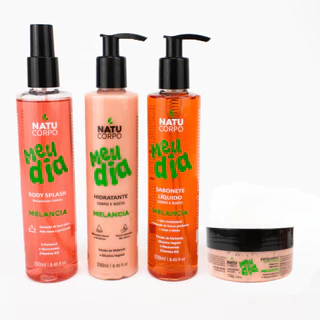 Kit Melancia Natucorpo Completo - Body Splash 250ml + Hidratante 250ml + Sabonete Líquido 250ml + Esfoliante 170g