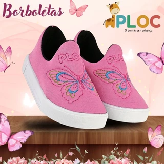 Tênis infantil Menina Ploc Borboletas Casual Anatômico Escolar em Oferta na Shopee