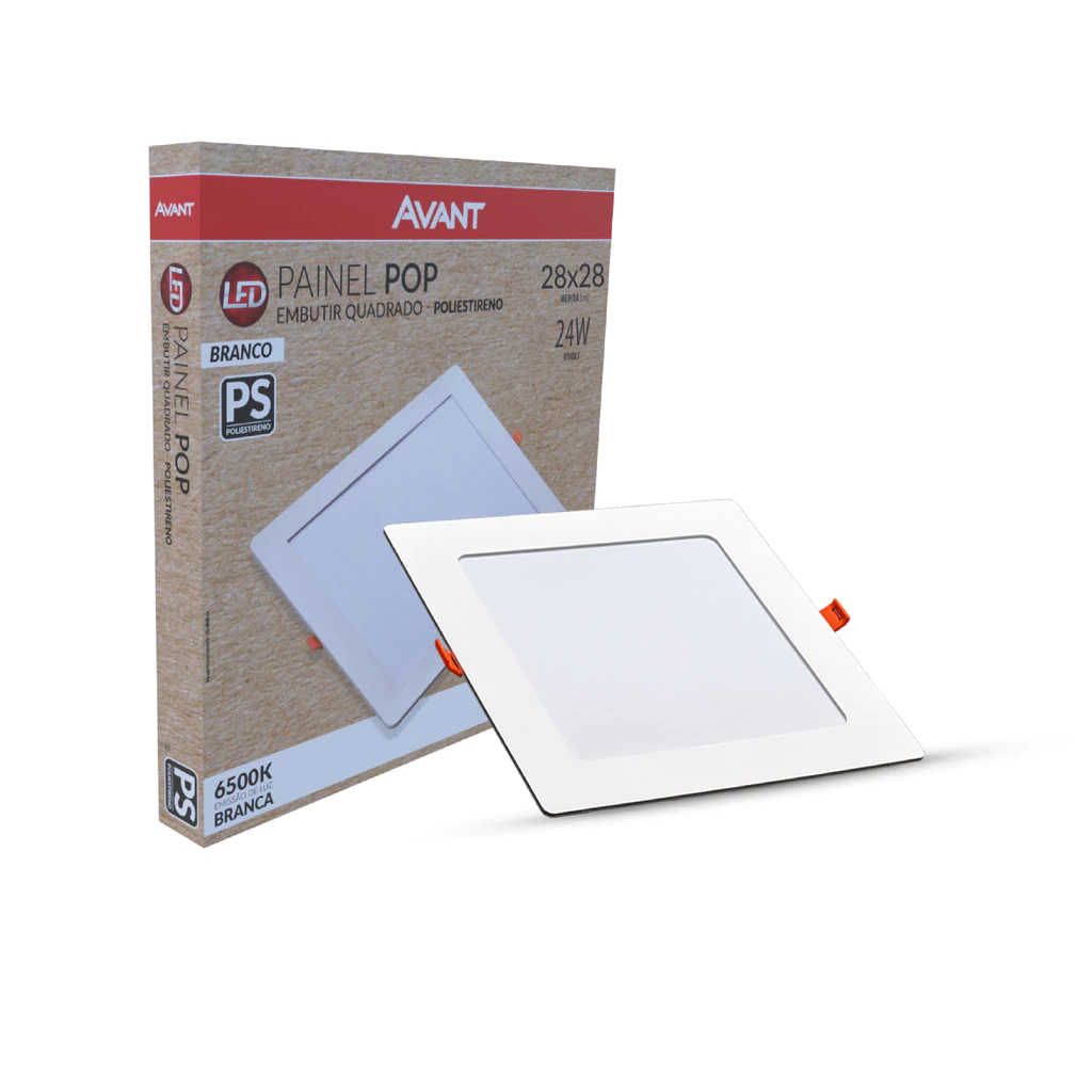 Painel Led Pop Quadrado Embutir 24W 4000k 28x28 Br Avant