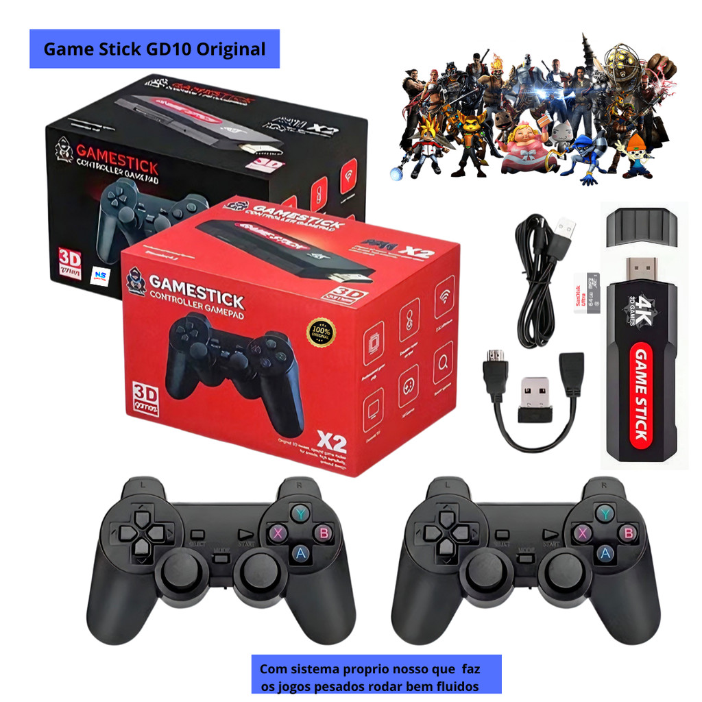 Console Game stick GD10 128gb Original + 20 consoles com sistema ...