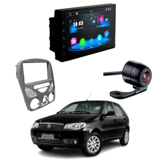 Central Multimídia CarPlay Mp5 2 Din Faaftech 7 Polegadas + Câmera de Ré Borboleta + Moldura 2Din Palio Fire