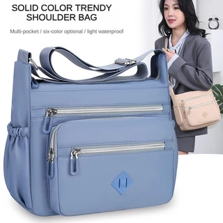 Bolsa Oxford Cloth Women Crossbody Sacos Para O Ombro Com Vários Zíperes Meninas De Viagem De Grande Capacidade À Prova D