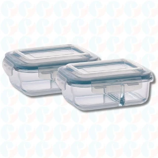 Pote de Vidro Hermético Com Divisoria 640ml Marmita 2 Unidade