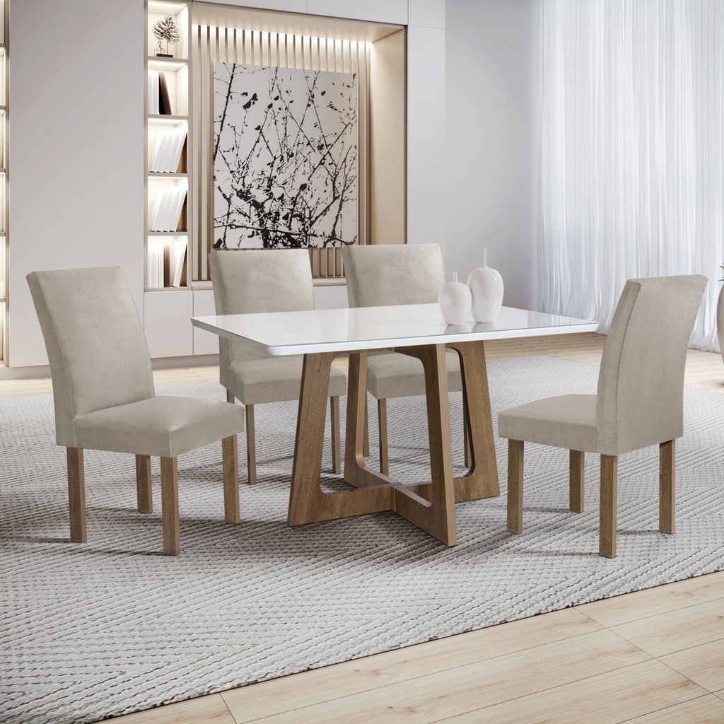 Conjunto Mesa Arizona 120cm com 4 Cadeiras Arizona Tampo Smart Plus com ...
