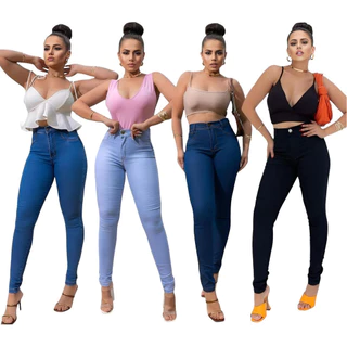 Kit 4 Calça Jeans Feminina Siknny Modeladora Cintura Alta