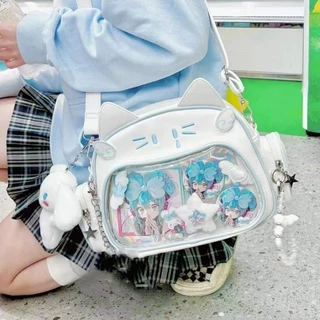 Saco De Ombro PU Para Mulheres Corpo Cruzado Kawaii Cat Ita Bag Vintage Estético Coreano Japão Harajuku Estilo Mochilas De Moda Y2K